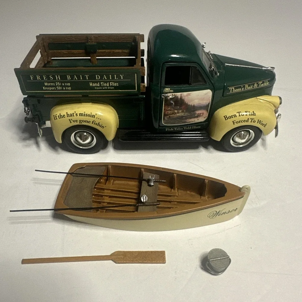 1947 Studebaker Pickup Truck & Fishing boat 1/25th Thomas Kinkade Collection COA